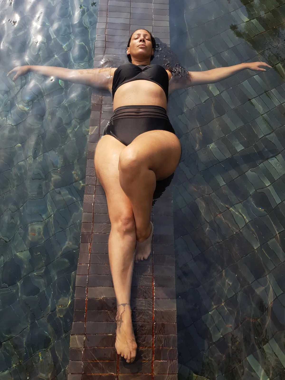 'Serena'  High Waist Bikini -black- Curve Range