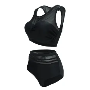 'Serena'  High Waist Bikini -black- Curve Range