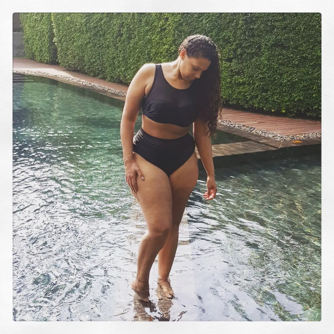 'Serena'  High Waist Bikini -black- Curve Range