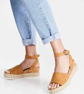Soda Topic Tan Open Toe Buckle Ankle Strap Espadrilles Platform Heeled Sandal