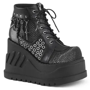 STOMP-18 DemoniaCult Black Vegan Leather Sexy Women's Ankle Boots (Alternative Footwear)