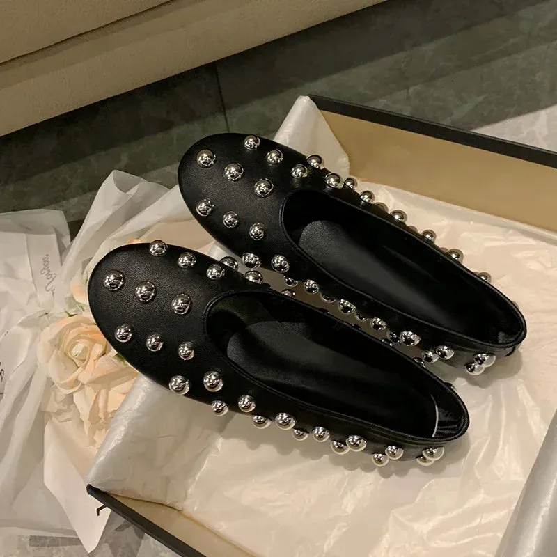 Studded Leather Flats