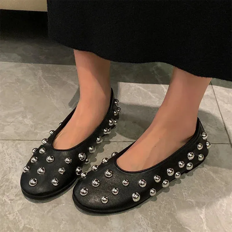 Studded Leather Flats
