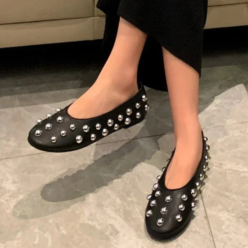 Studded Leather Flats