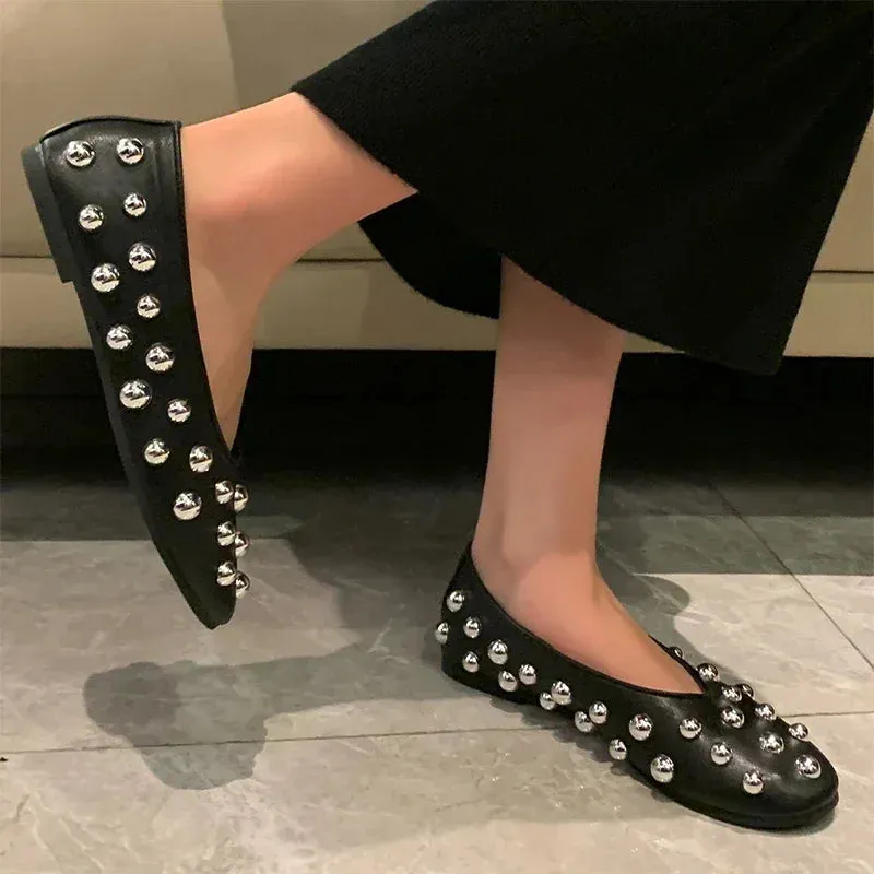 Studded Leather Flats
