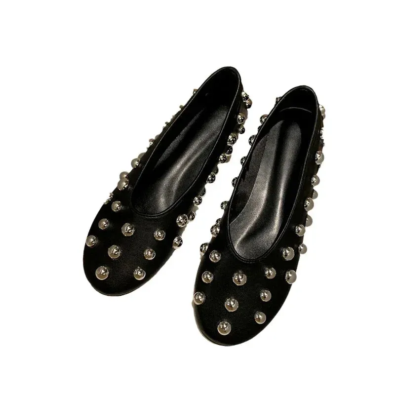 Studded Leather Flats