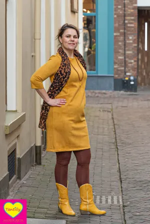 Suedine Sporty Dress - okergeel