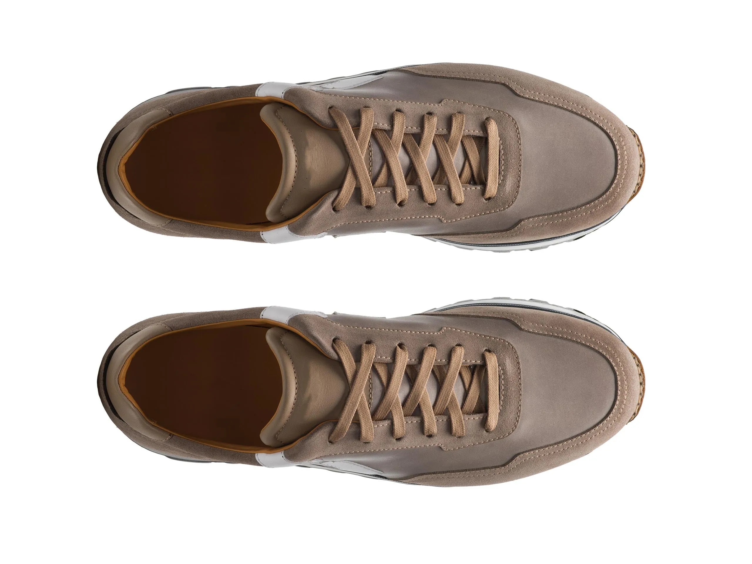Tan Suede and Leather Laivai Lace Up Running Sneaker Shoes