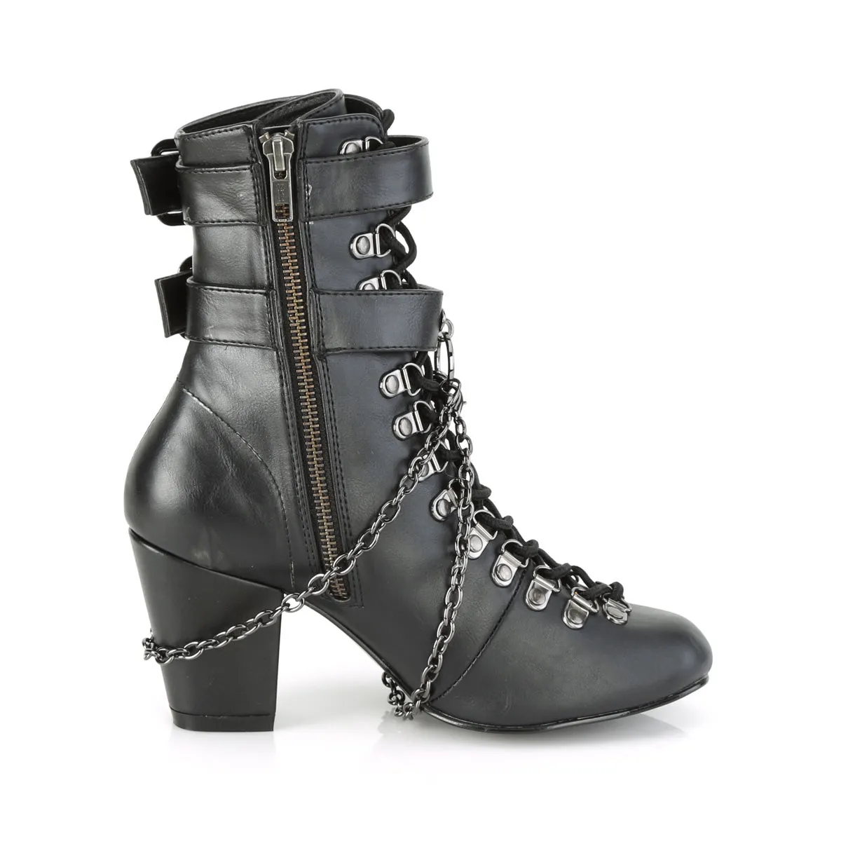 VIVIKA-128 DemoniaCult Black Vegan Leather Sexy Women's Ankle Boots (Alternative Footwear)