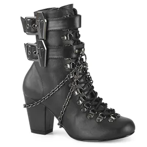 VIVIKA-128 DemoniaCult Black Vegan Leather Sexy Women's Ankle Boots (Alternative Footwear)