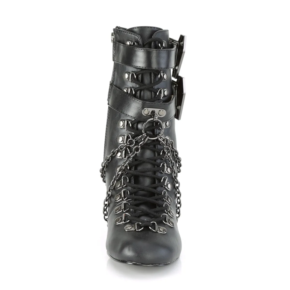VIVIKA-128 DemoniaCult Black Vegan Leather Sexy Women's Ankle Boots (Alternative Footwear)