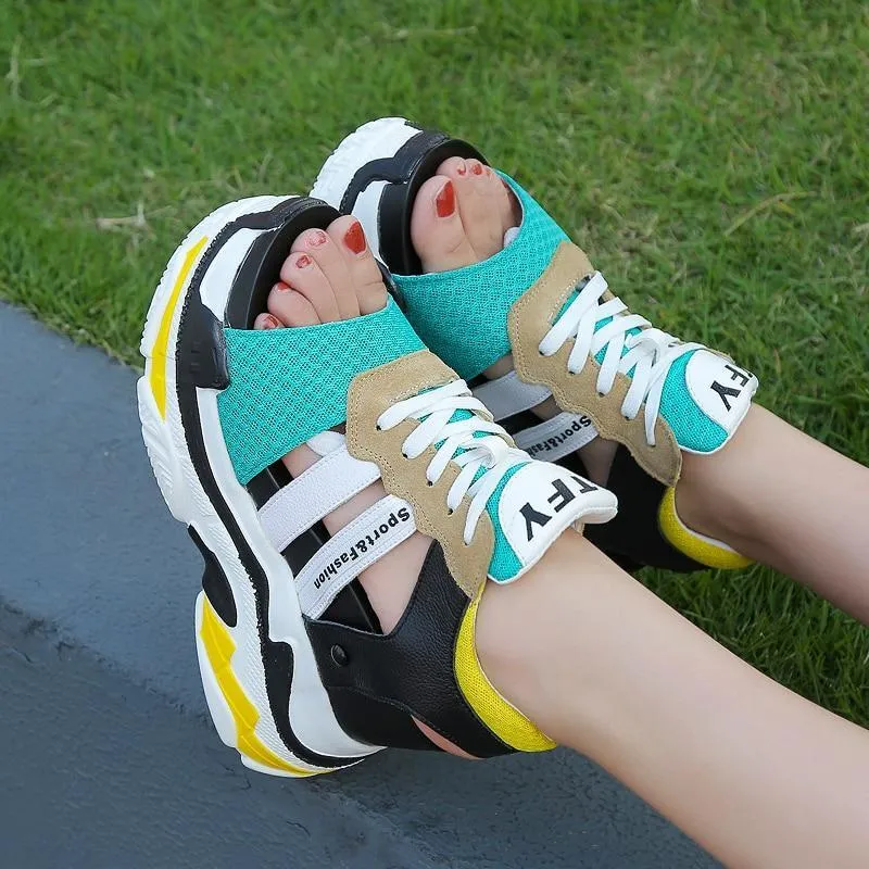 Women Sneaker Sandals Peep-toe Wedges Platform Shoes