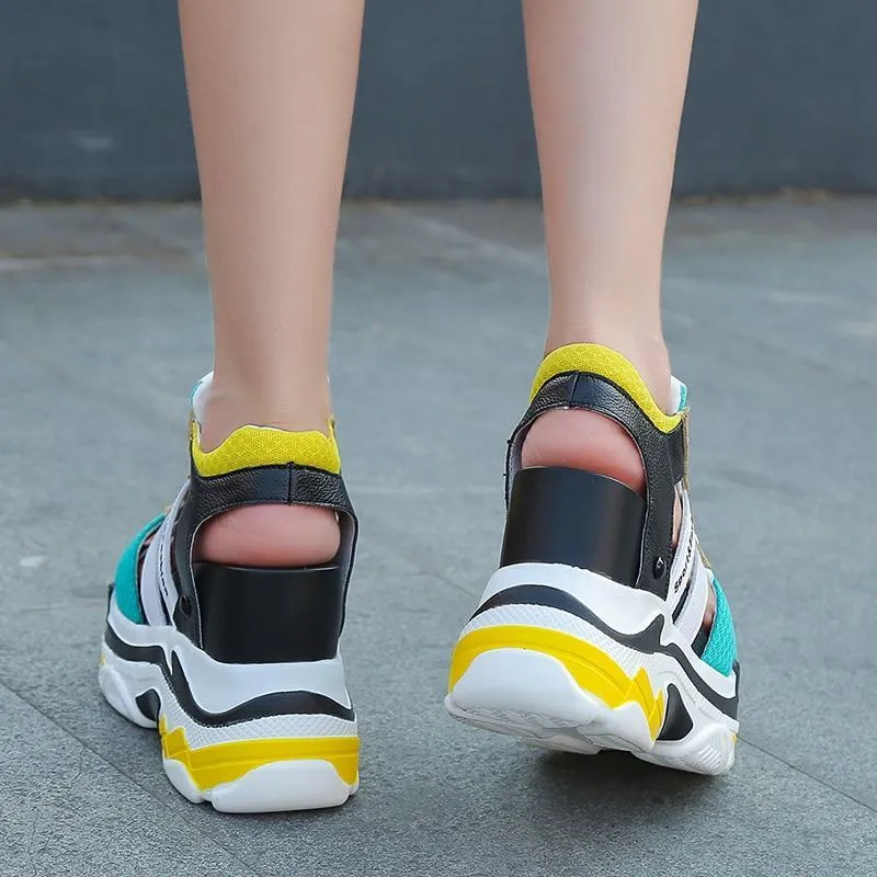 Women Sneaker Sandals Peep-toe Wedges Platform Shoes