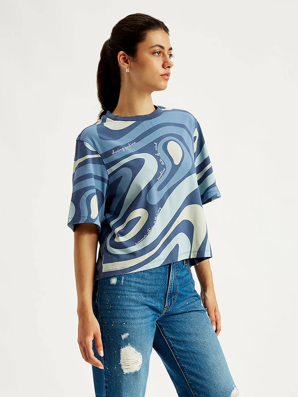 Women's Abstract Print Relaxed Fit T-shirt