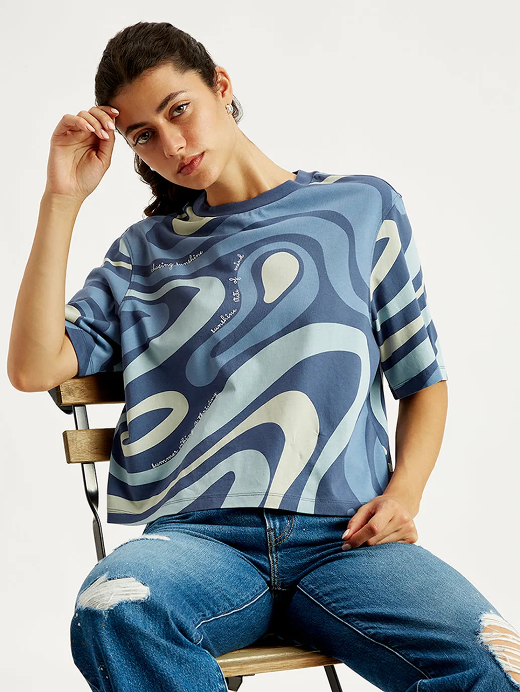 Women's Abstract Print Relaxed Fit T-shirt