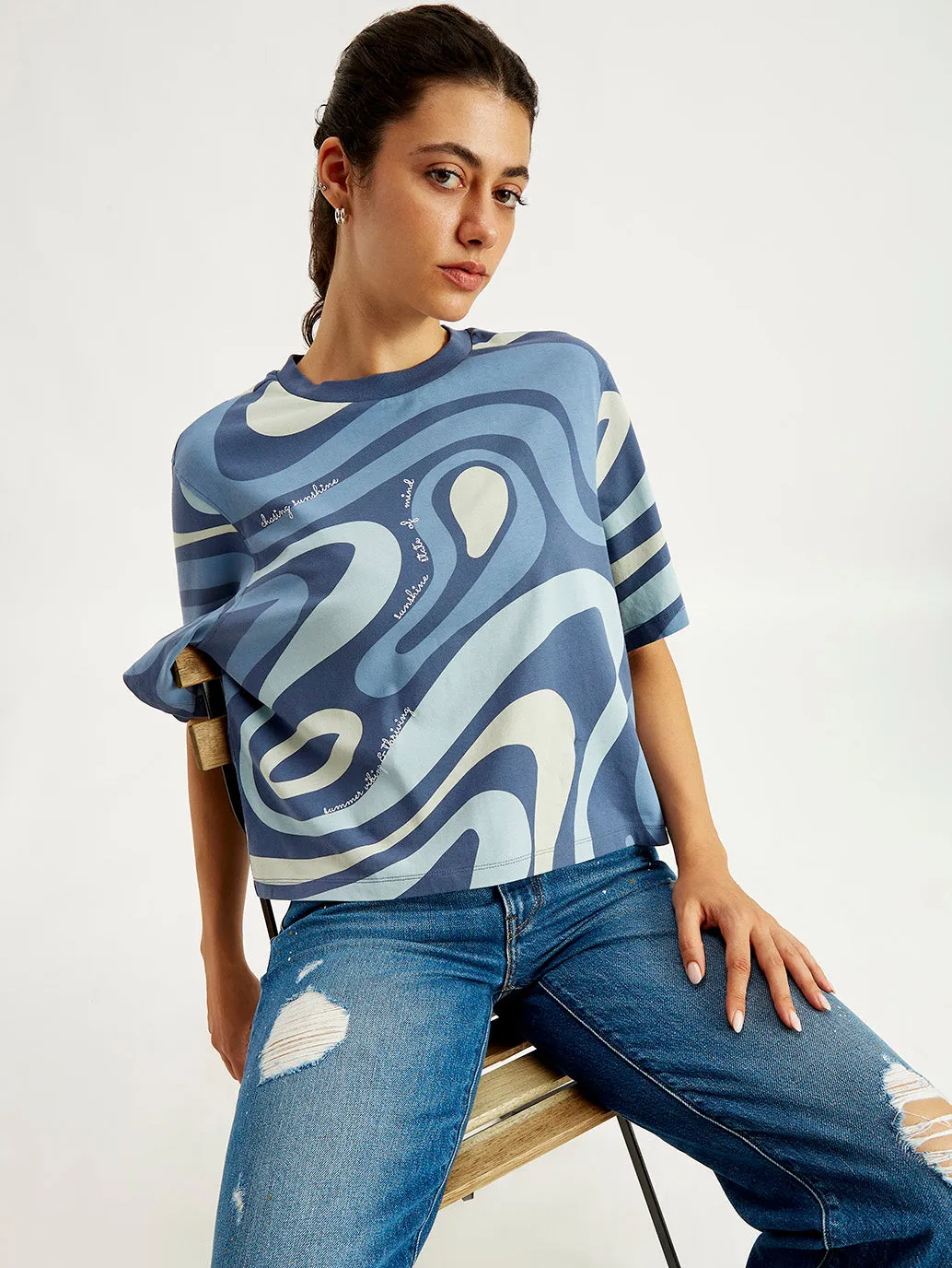 Women's Abstract Print Relaxed Fit T-shirt