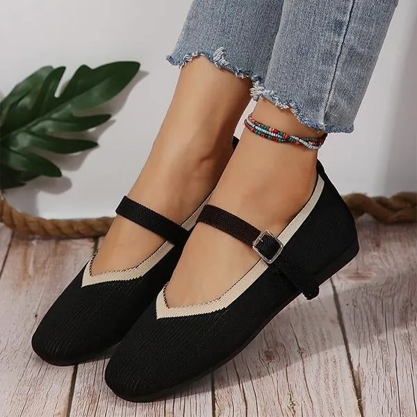 Women's Flat Fly Knitted Round Toe Retro Flat Shoes 16576743S