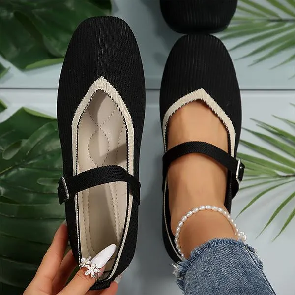 Women's Flat Fly Knitted Round Toe Retro Flat Shoes 16576743S