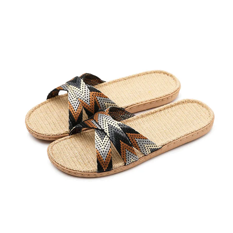 Women's flax summer slippers home bathroom slippers