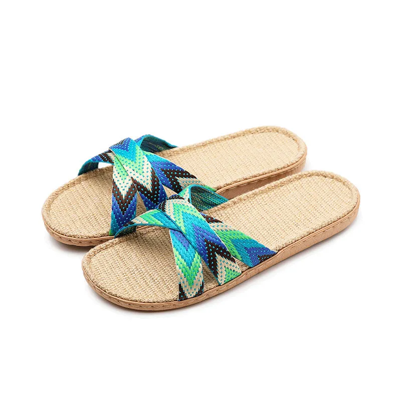 Women's flax summer slippers home bathroom slippers