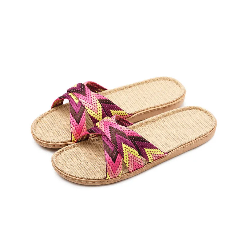 Women's flax summer slippers home bathroom slippers