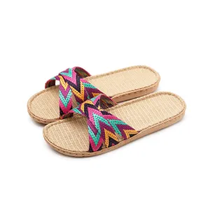 Women's flax summer slippers home bathroom slippers