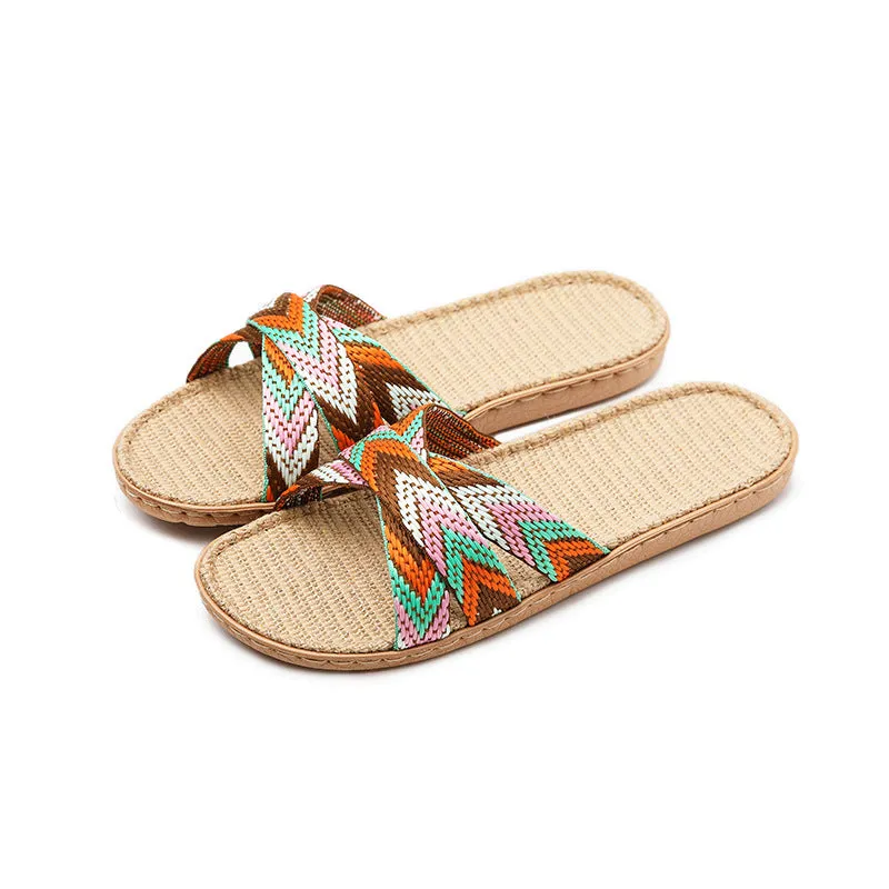 Women's flax summer slippers home bathroom slippers