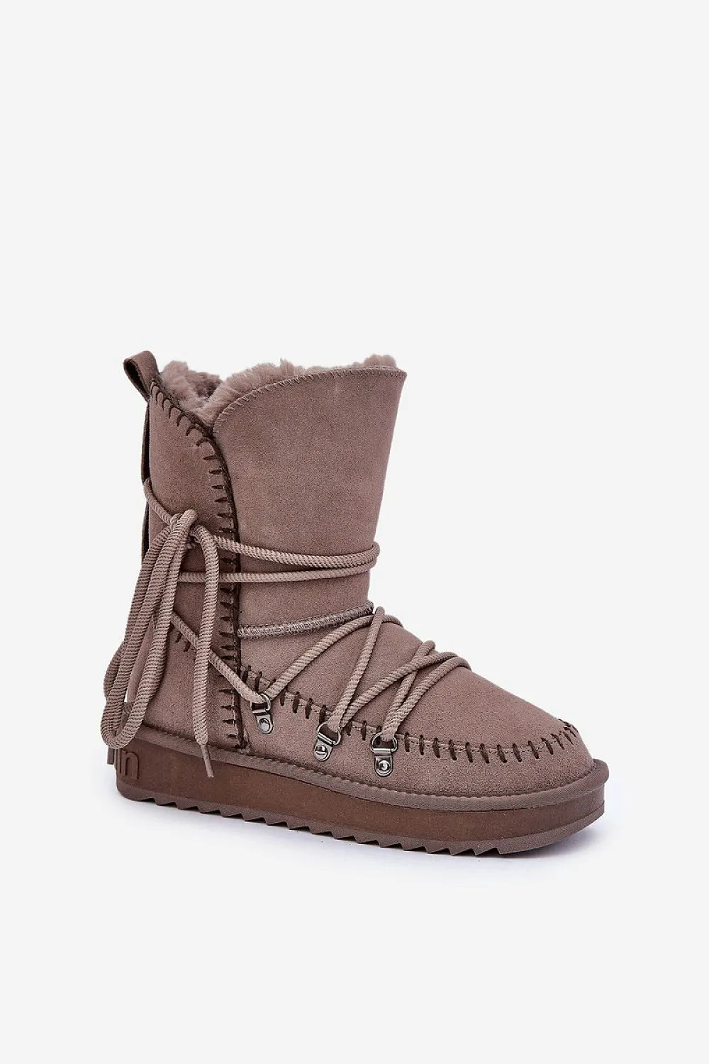Women's natural suede stylish stitching snow boots