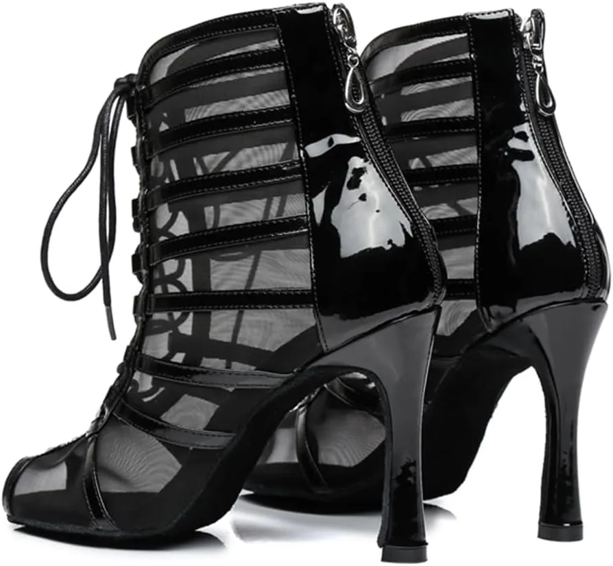 Women's Peep Toe Ballroom Dance Boots Latin Party Wedding Performance Practice Dance Shoes