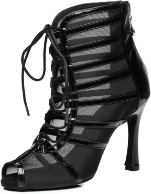 Women's Peep Toe Ballroom Dance Boots Latin Party Wedding Performance Practice Dance Shoes
