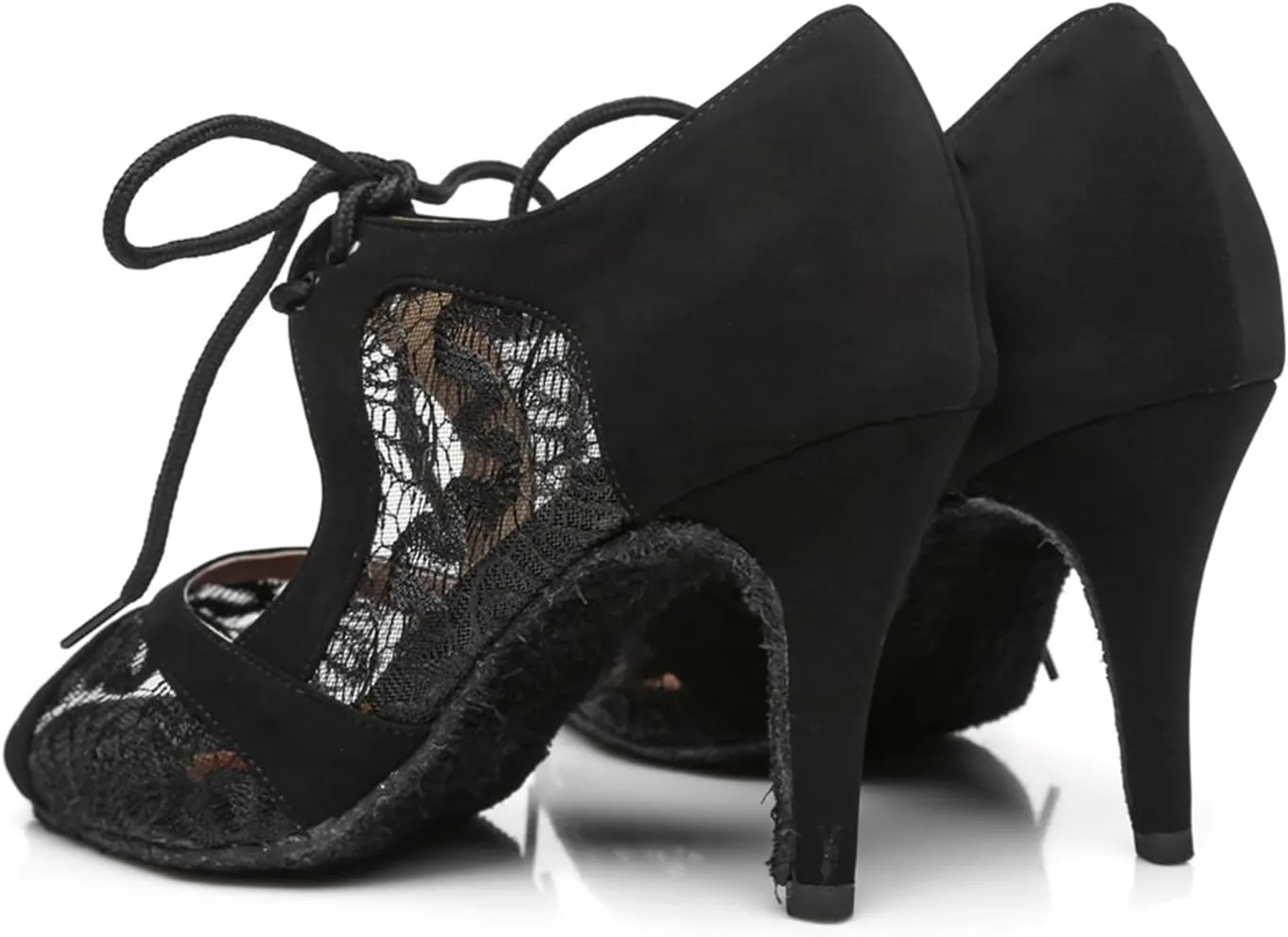 Women's Peep Toe Lace-up Lace mesh Vamp Synthetic Ballroom Morden Tango Party Wedding Practice Dance Shoes