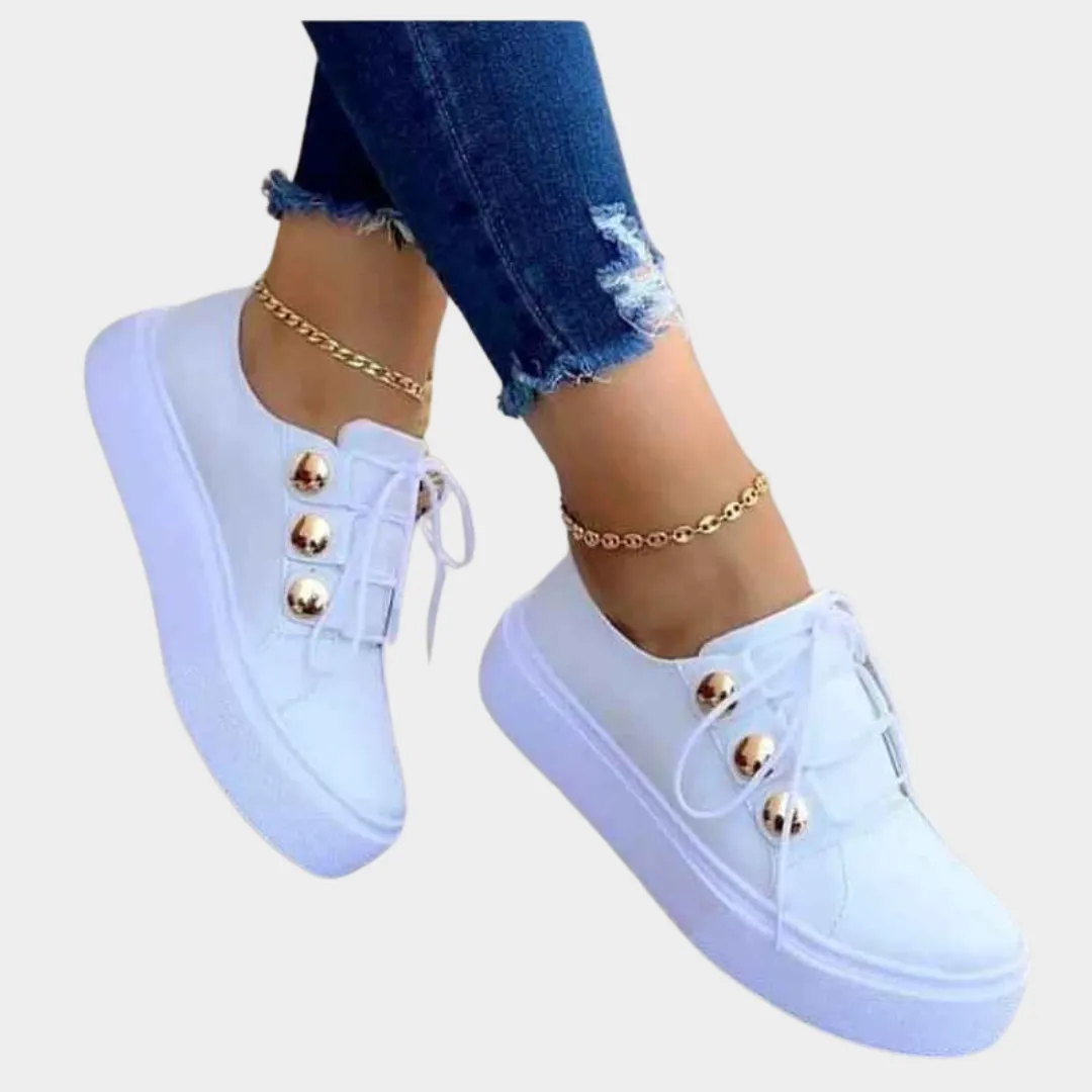 Women's Platform Shoes - Round Toe Lace-Up Casual Loafers - Comfortable Flat Sole - Multiple Colours