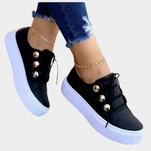 Women's Platform Shoes - Round Toe Lace-Up Casual Loafers - Comfortable Flat Sole - Multiple Colours