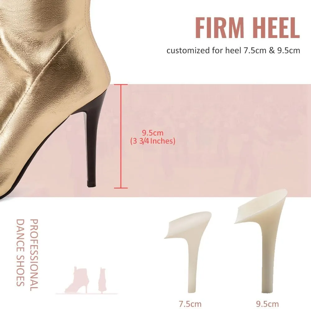 YKXLM Latin Salsa Ballroom Dance Shoes for Women with Zipper Ankle Open Toe Dancing Boots